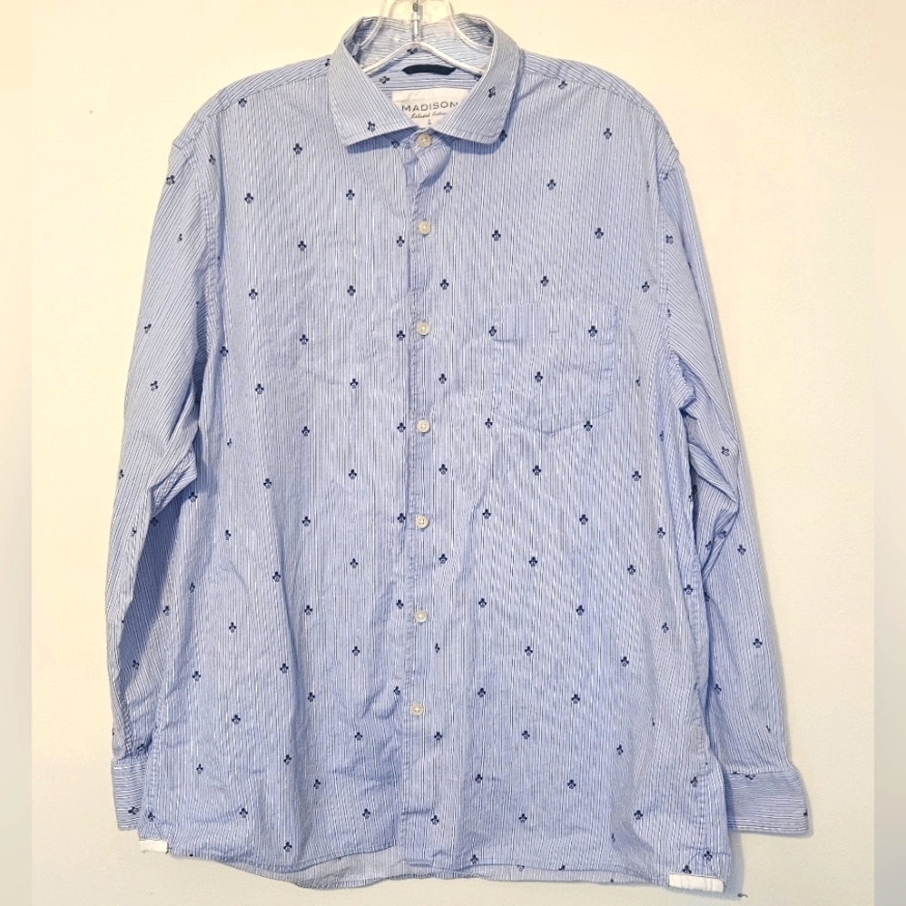 Madison Relaxd Cotton Blue Men's Shirt Large EUC